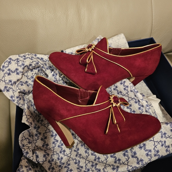 Sarah Flint Saustad 100 Claret Suede Size 38.5 - Picture 1 of 6